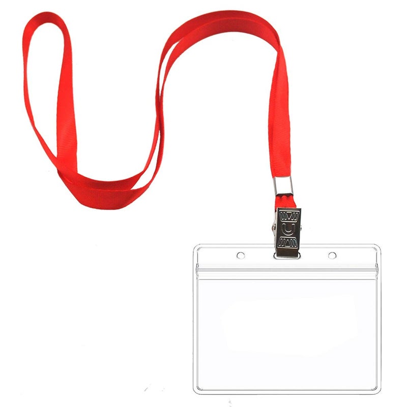 Beebel Red Lanyards 100 Pack Nylon Flat Badge Lanyard Bulldog Clip for Id Badge Name Tag (Red, 100 Pack) - Image 4